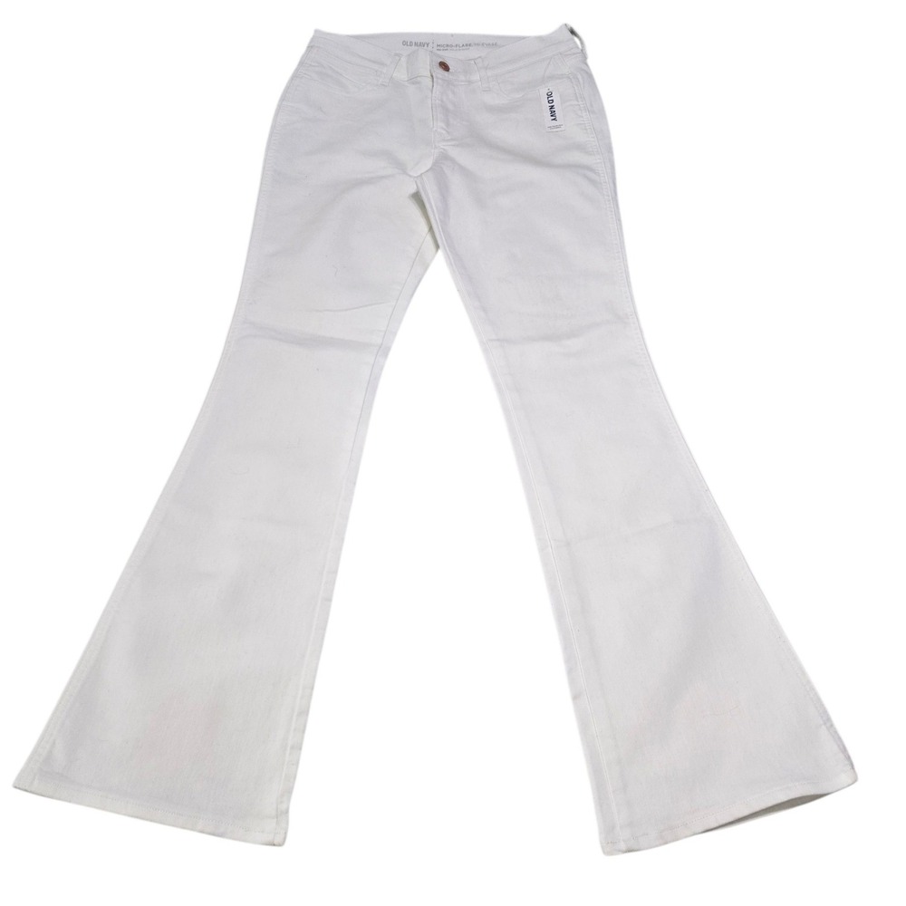 Old Navy Micro-Flare White Jeans Womens 6 Regular Mid-Rise‎ Standard Fit Stretch